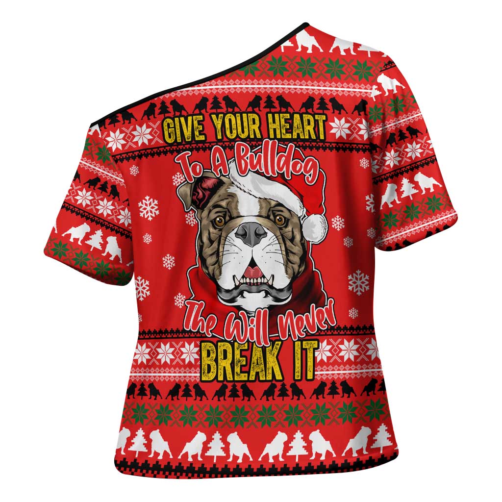 Give Your Heart Pitbull Dog Christmas Cross Shoulder Shirt Xmas Holiday Patterns - Wonder Print Shop