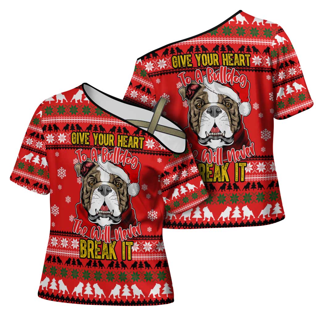 Give Your Heart Pitbull Dog Christmas Cross Shoulder Shirt Xmas Holiday Patterns - Wonder Print Shop