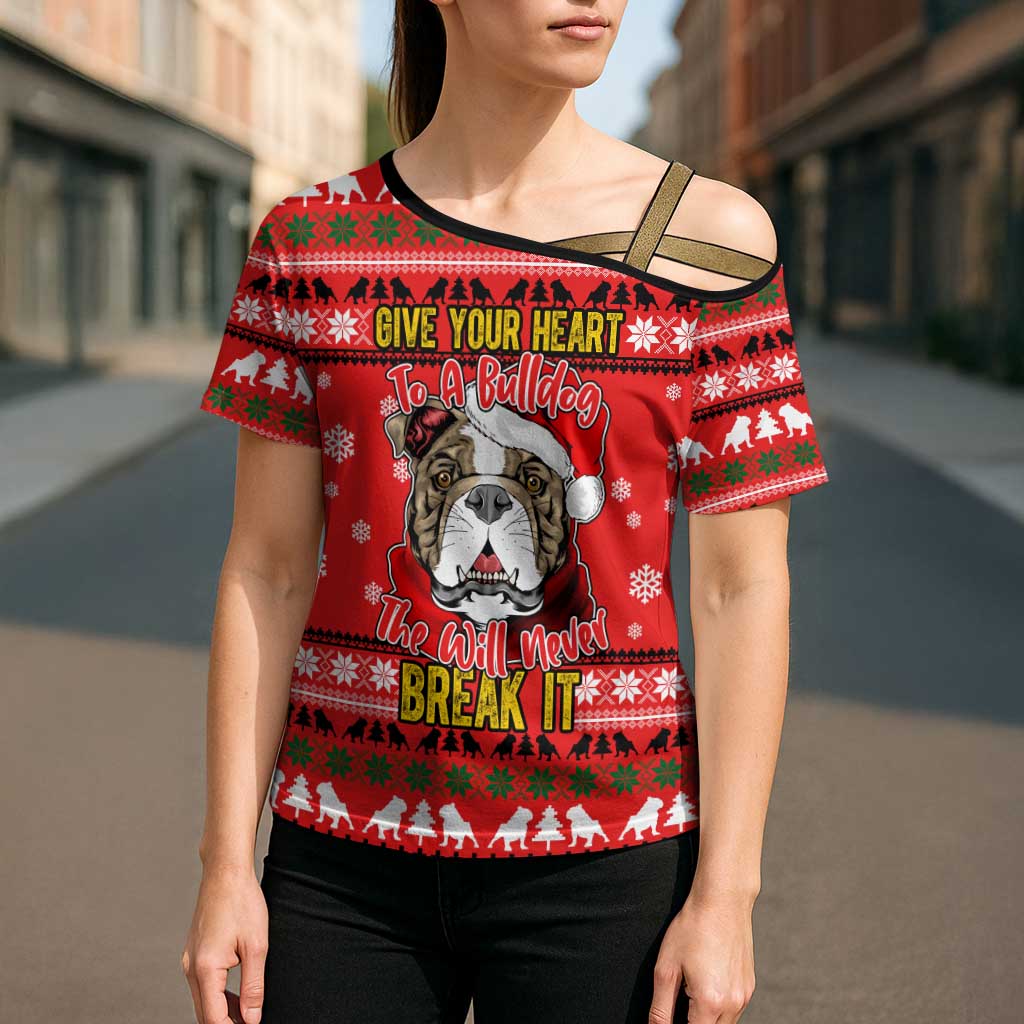 Give Your Heart Pitbull Dog Christmas Cross Shoulder Shirt Xmas Holiday Patterns - Wonder Print Shop