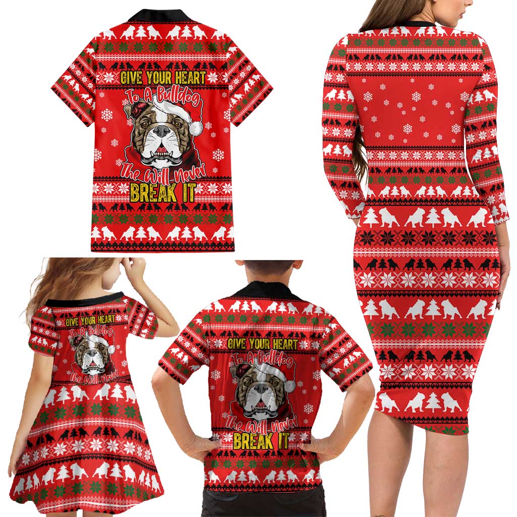 Give Your Heart Pitbull Dog Christmas Family Matching Long Sleeve Bodycon Dress and Hawaiian Shirt Xmas Holiday Patterns - Wonder Print Shop