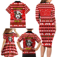 Give Your Heart Pitbull Dog Christmas Family Matching Long Sleeve Bodycon Dress and Hawaiian Shirt Xmas Holiday Patterns - Wonder Print Shop