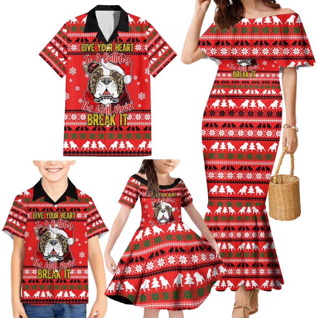 Give Your Heart Pitbull Dog Christmas Family Matching Mermaid Dress and Hawaiian Shirt Xmas Holiday Patterns - Wonder Print Shop