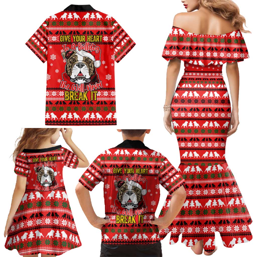 Give Your Heart Pitbull Dog Christmas Family Matching Mermaid Dress and Hawaiian Shirt Xmas Holiday Patterns - Wonder Print Shop