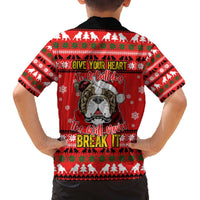 Give Your Heart Pitbull Dog Christmas Family Matching Off The Shoulder Long Sleeve Dress and Hawaiian Shirt Xmas Holiday Patterns - Wonder Print Shop