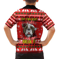 Give Your Heart Pitbull Dog Christmas Family Matching Off Shoulder Short Dress and Hawaiian Shirt Xmas Holiday Patterns - Wonder Print Shop