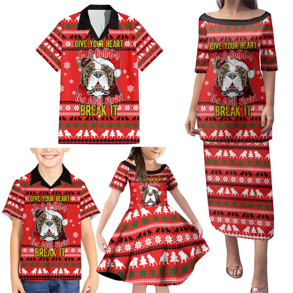 Give Your Heart Pitbull Dog Christmas Family Matching Puletasi and Hawaiian Shirt Xmas Holiday Patterns - Wonder Print Shop