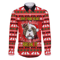 Give Your Heart Pitbull Dog Christmas Family Matching Short Sleeve Bodycon Dress and Hawaiian Shirt Xmas Holiday Patterns - Wonder Print Shop