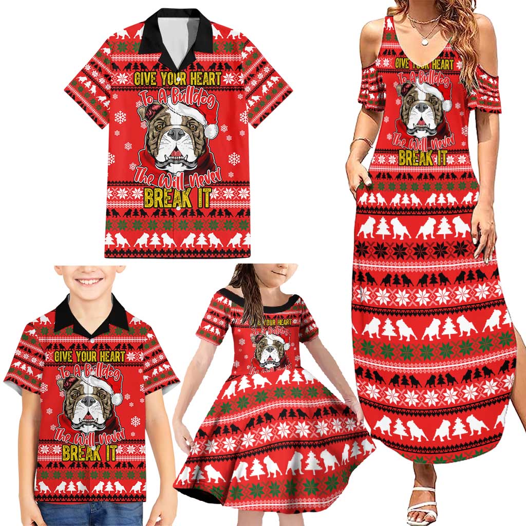 Give Your Heart Pitbull Dog Christmas Family Matching Summer Maxi Dress and Hawaiian Shirt Xmas Holiday Patterns - Wonder Print Shop