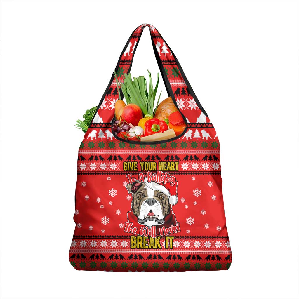 Give Your Heart Pitbull Dog Christmas Grocery Bag Xmas Holiday Patterns - Wonder Print Shop