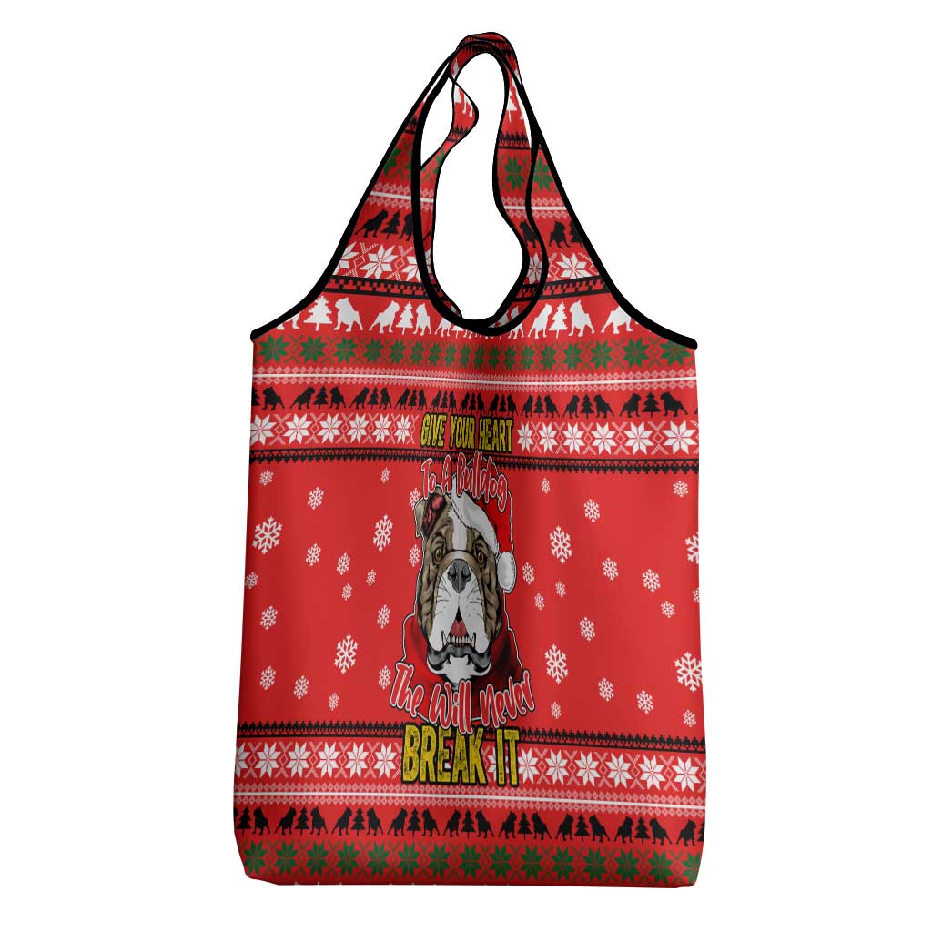 Give Your Heart Pitbull Dog Christmas Grocery Bag Xmas Holiday Patterns - Wonder Print Shop