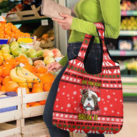 Give Your Heart Pitbull Dog Christmas Grocery Bag Xmas Holiday Patterns - Wonder Print Shop