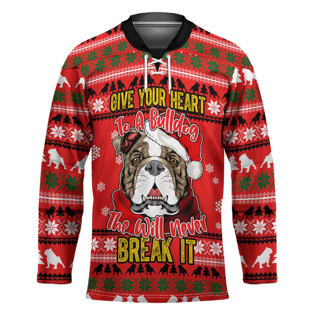 Give Your Heart Pitbull Dog Christmas Hockey Jersey Xmas Holiday Patterns - Wonder Print Shop