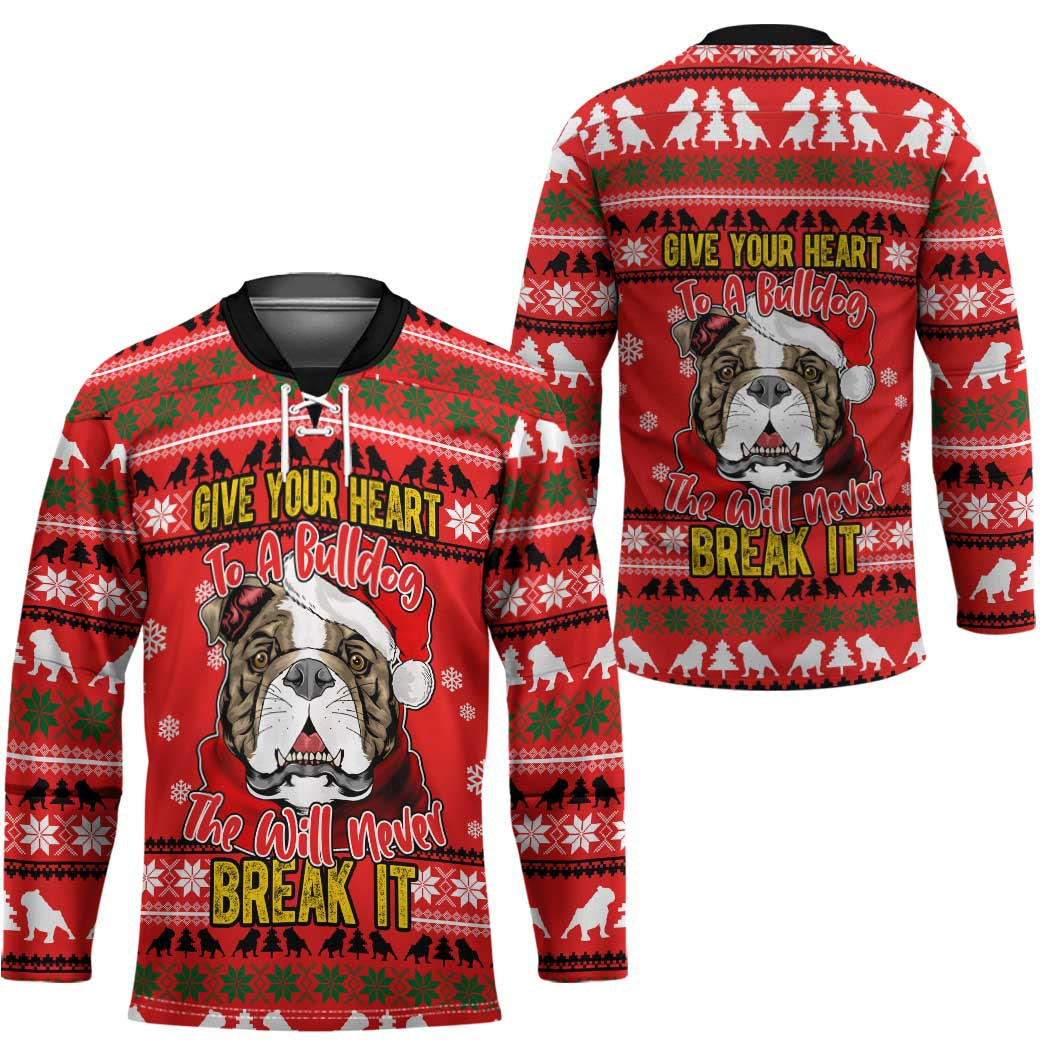 Give Your Heart Pitbull Dog Christmas Hockey Jersey Xmas Holiday Patterns - Wonder Print Shop