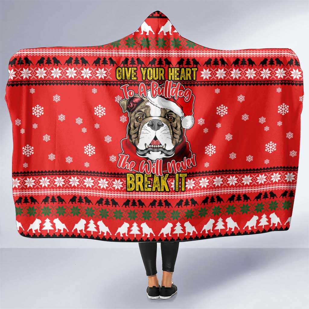 Give Your Heart Pitbull Dog Christmas Hooded Blanket Xmas Holiday Patterns - Wonder Print Shop