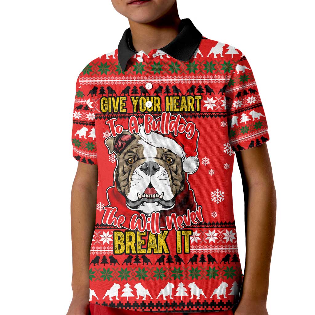 Give Your Heart Pitbull Dog Christmas Kid Polo Shirt Xmas Holiday Patterns - Wonder Print Shop