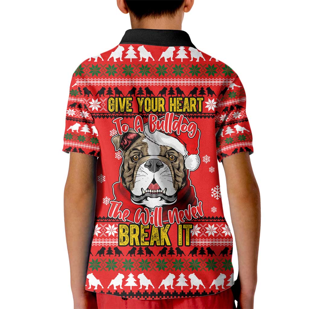 Give Your Heart Pitbull Dog Christmas Kid Polo Shirt Xmas Holiday Patterns - Wonder Print Shop