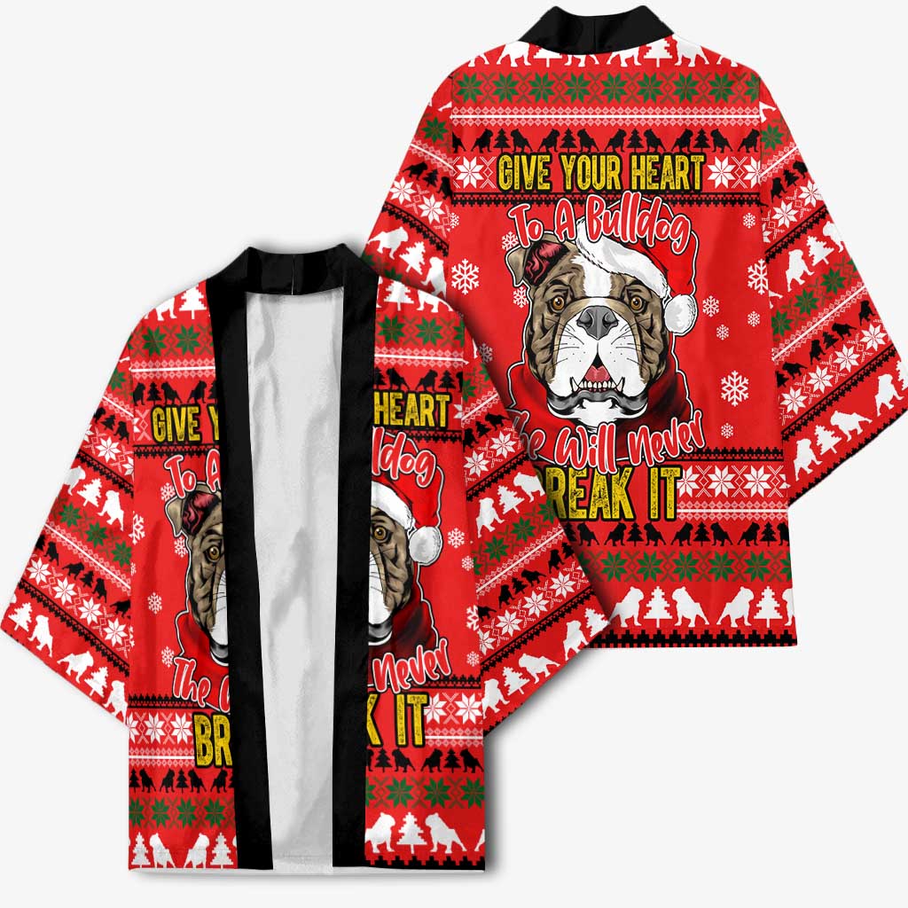 Give Your Heart Pitbull Dog Christmas Kimono Xmas Holiday Patterns - Wonder Print Shop