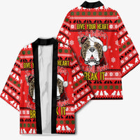 Give Your Heart Pitbull Dog Christmas Kimono Xmas Holiday Patterns - Wonder Print Shop