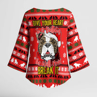 Give Your Heart Pitbull Dog Christmas Kimono Sleeve Blouse Xmas Holiday Patterns - Wonder Print Shop