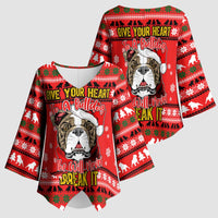 Give Your Heart Pitbull Dog Christmas Kimono Sleeve Blouse Xmas Holiday Patterns - Wonder Print Shop