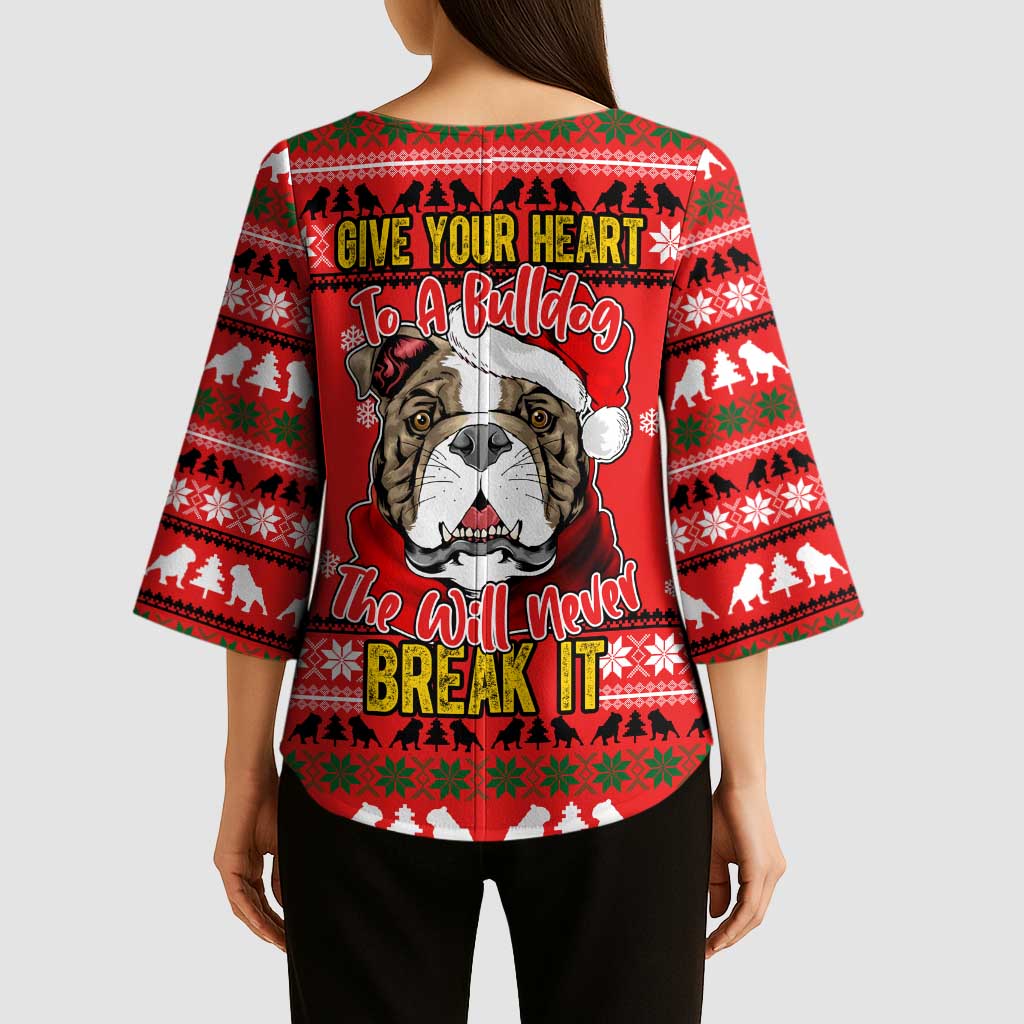 Give Your Heart Pitbull Dog Christmas Kimono Sleeve Blouse Xmas Holiday Patterns - Wonder Print Shop
