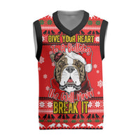 Give Your Heart Pitbull Dog Christmas Knitted V-Neck Vest Xmas Holiday Patterns - Wonder Print Shop