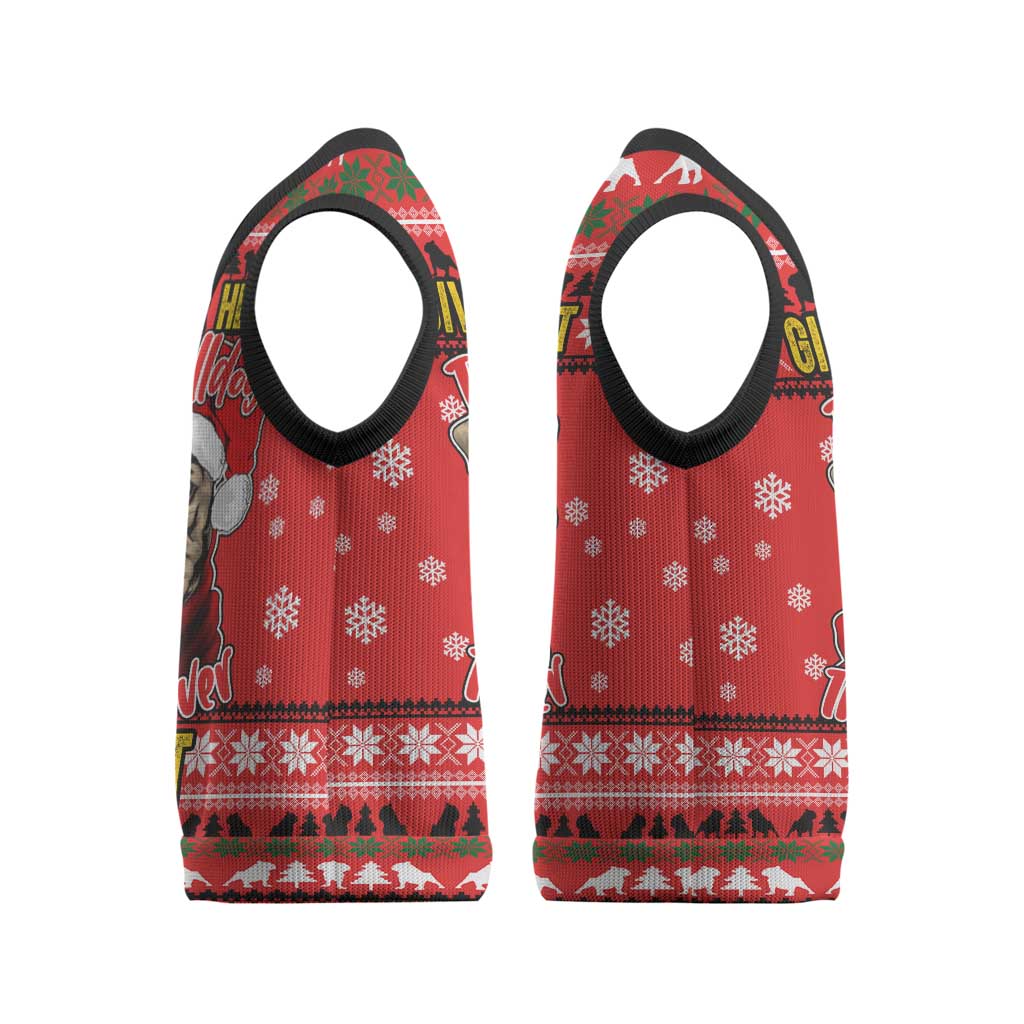 Give Your Heart Pitbull Dog Christmas Knitted V-Neck Vest Xmas Holiday Patterns - Wonder Print Shop
