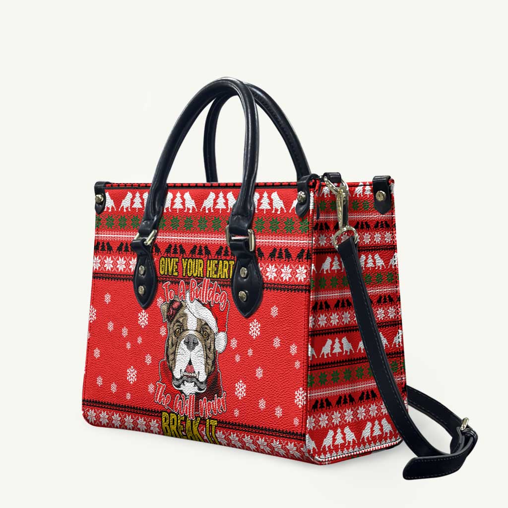 Give Your Heart Pitbull Dog Christmas Leather Bag Xmas Holiday Patterns - Wonder Print Shop