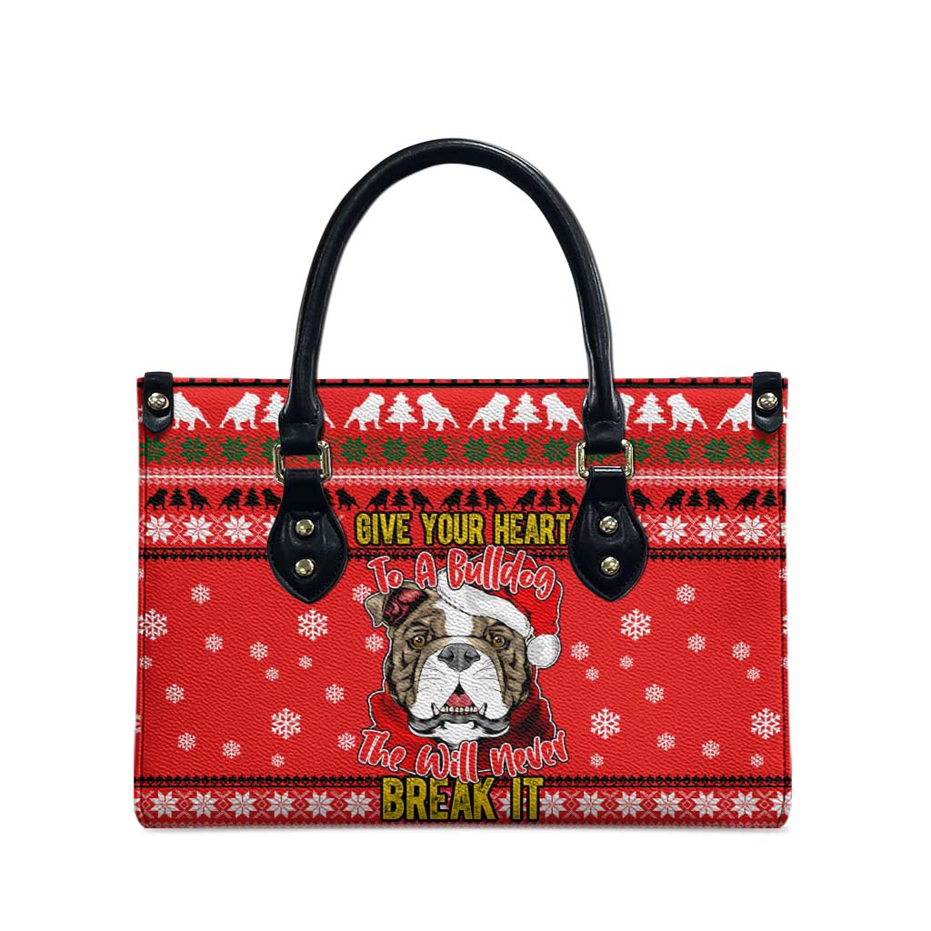 Give Your Heart Pitbull Dog Christmas Leather Bag Xmas Holiday Patterns - Wonder Print Shop