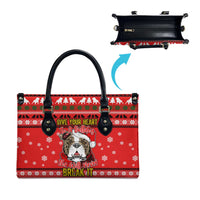 Give Your Heart Pitbull Dog Christmas Leather Bag Xmas Holiday Patterns - Wonder Print Shop