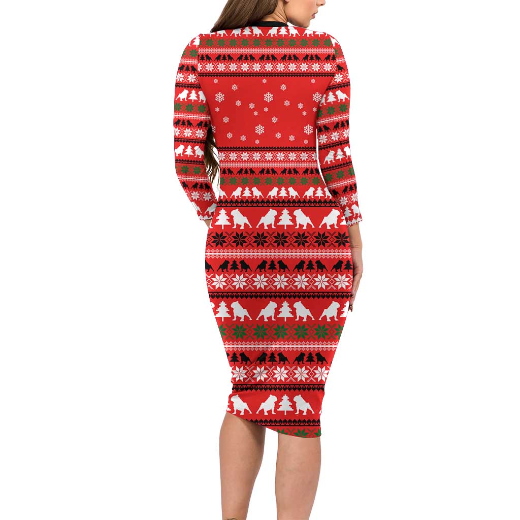 Give Your Heart Pitbull Dog Christmas Long Sleeve Bodycon Dress Xmas Holiday Patterns - Wonder Print Shop