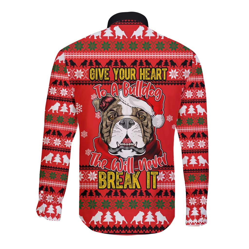 Give Your Heart Pitbull Dog Christmas Long Sleeve Button Shirt Xmas Holiday Patterns - Wonder Print Shop