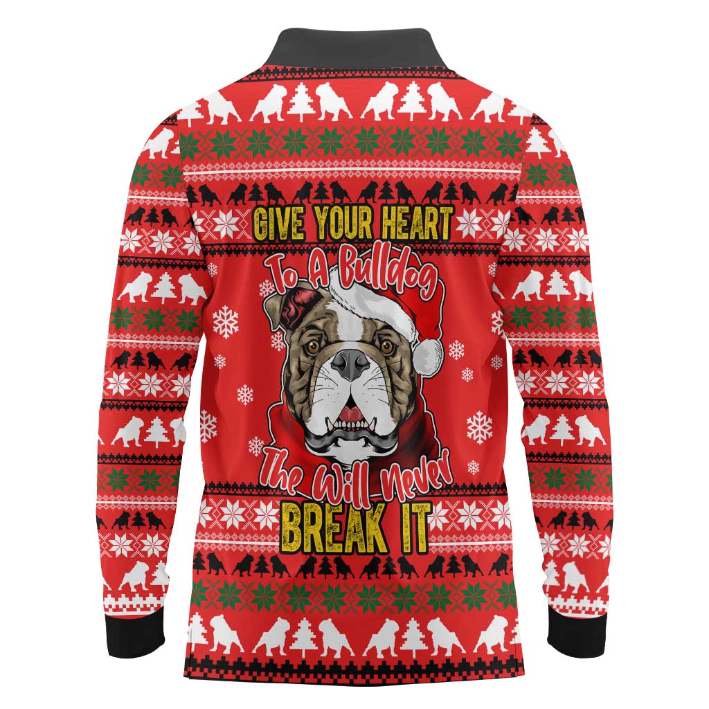 Give Your Heart Pitbull Dog Christmas Long Sleeve Polo Shirt Xmas Holiday Patterns - Wonder Print Shop
