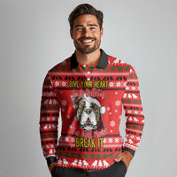 Give Your Heart Pitbull Dog Christmas Long Sleeve Polo Shirt Xmas Holiday Patterns - Wonder Print Shop