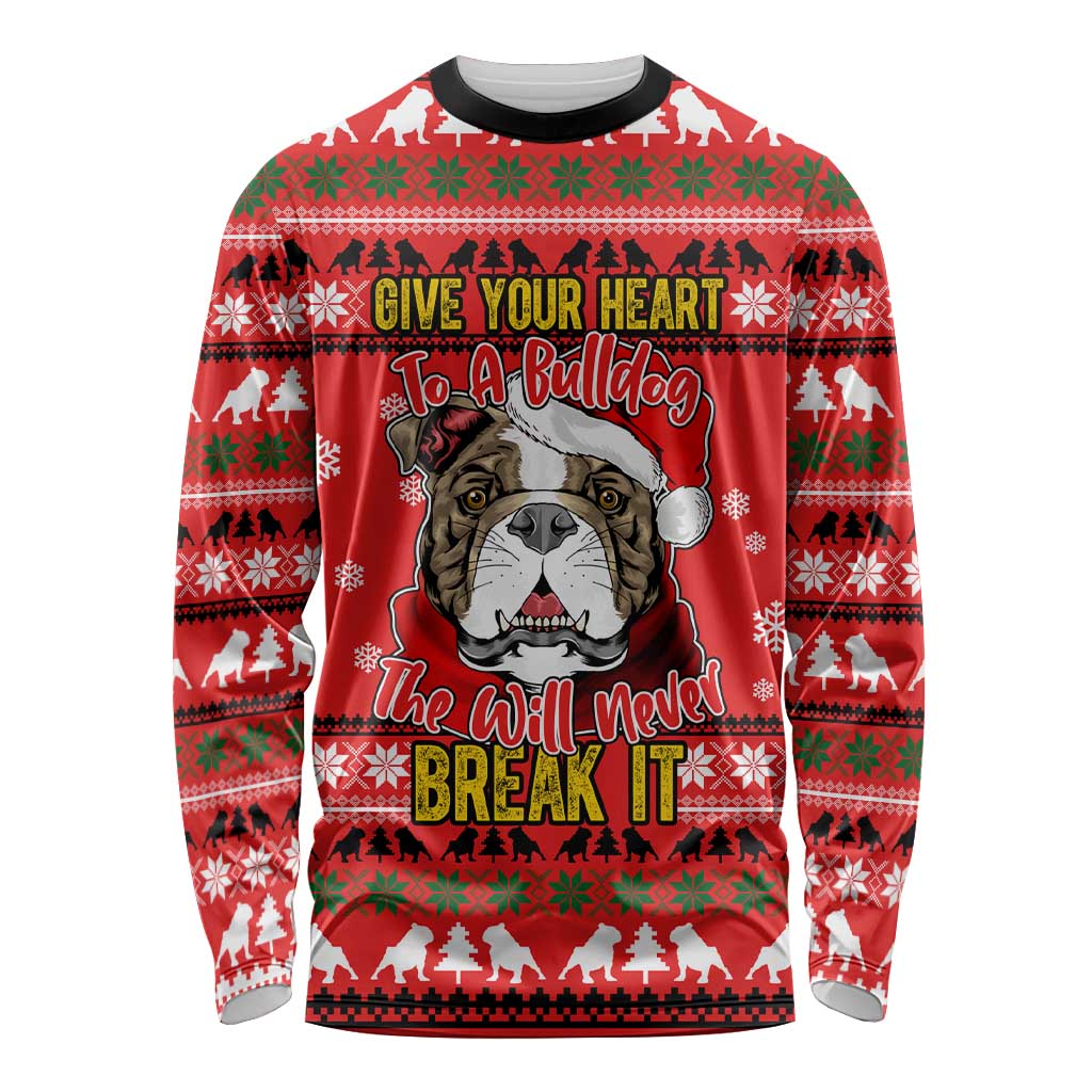 Give Your Heart Pitbull Dog Christmas Long Sleeve Shirt Xmas Holiday Patterns - Wonder Print Shop
