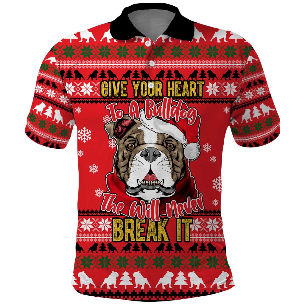 Give Your Heart Pitbull Dog Christmas Polo Shirt Xmas Holiday Patterns - Wonder Print Shop