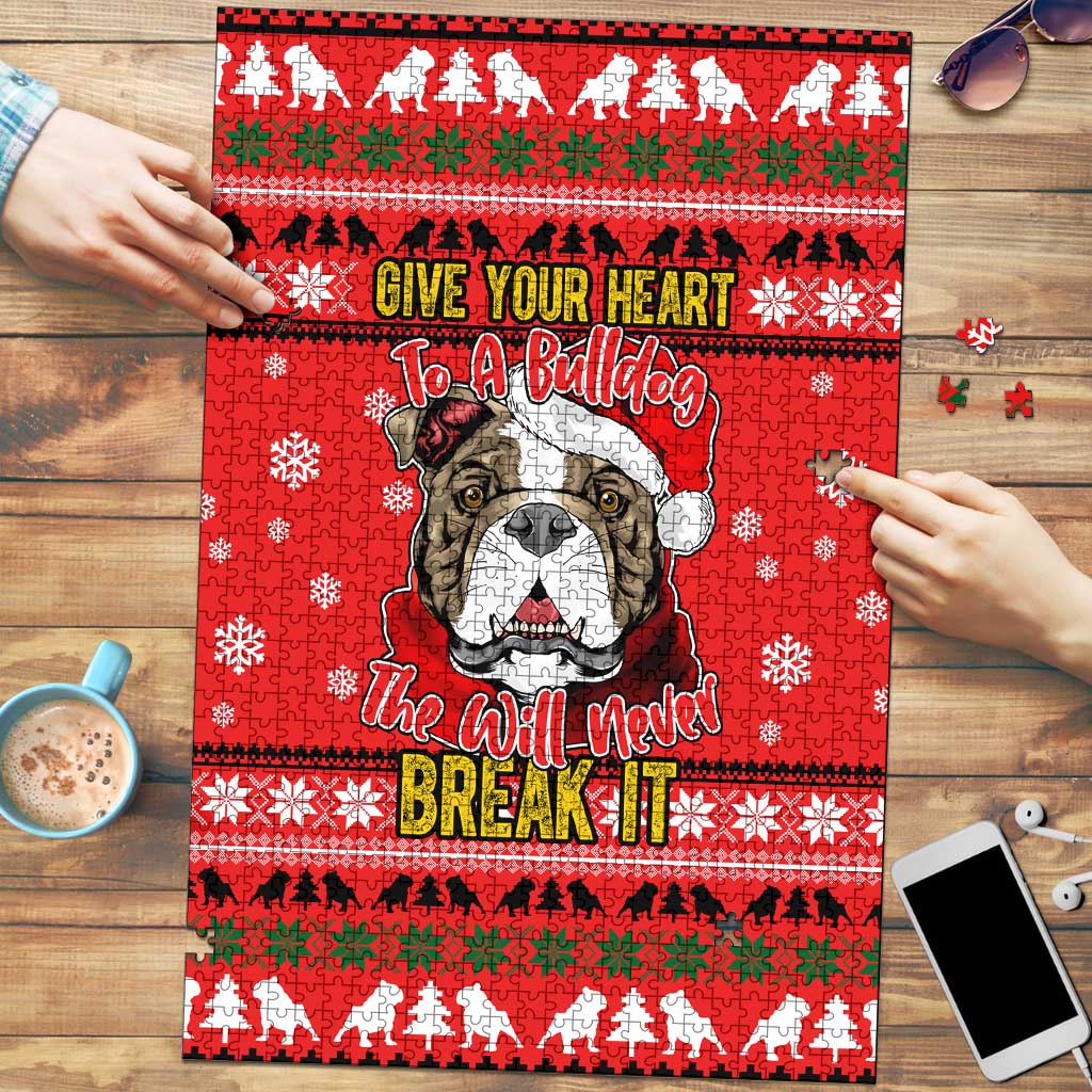 Give Your Heart Pitbull Dog Christmas Puzzle Xmas Holiday Patterns - Wonder Print Shop