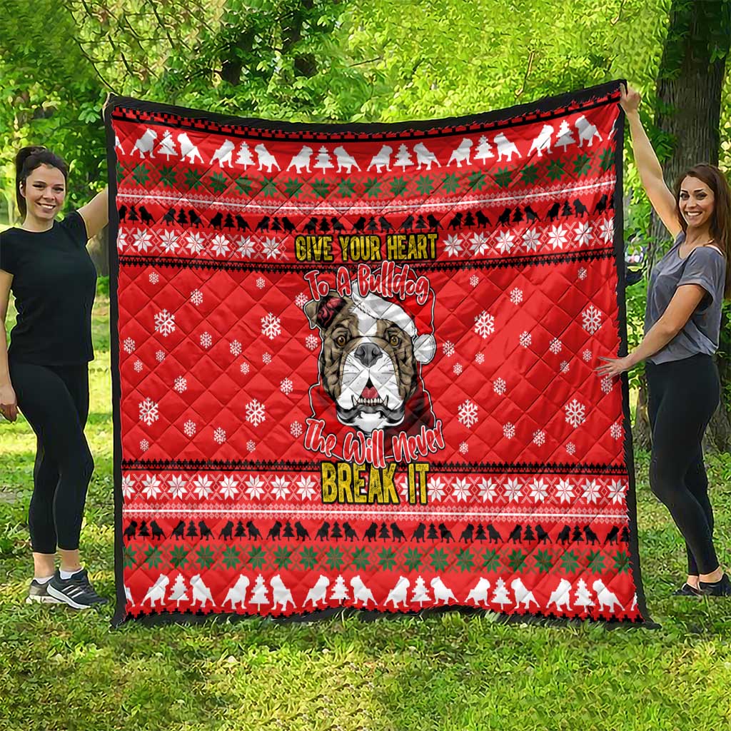 Give Your Heart Pitbull Dog Christmas Quilt Xmas Holiday Patterns - Wonder Print Shop