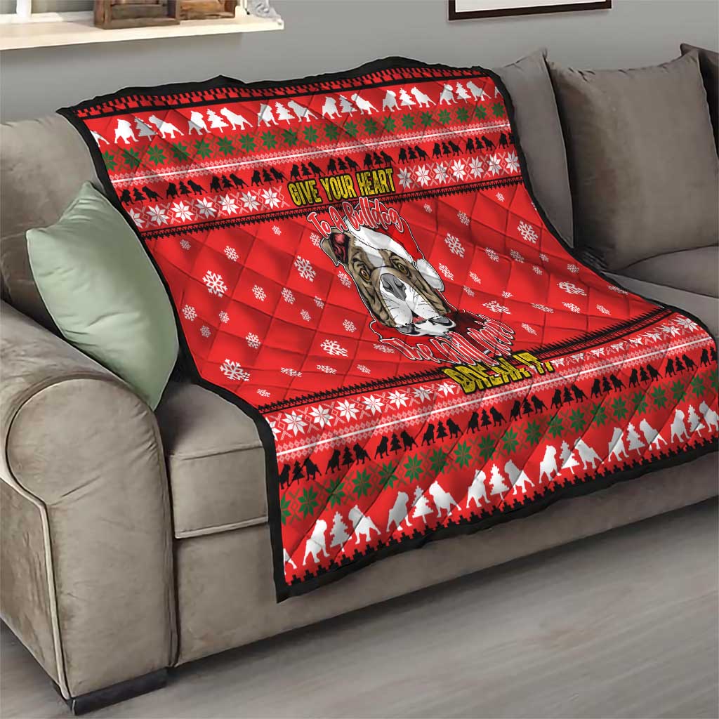 Give Your Heart Pitbull Dog Christmas Quilt Xmas Holiday Patterns - Wonder Print Shop