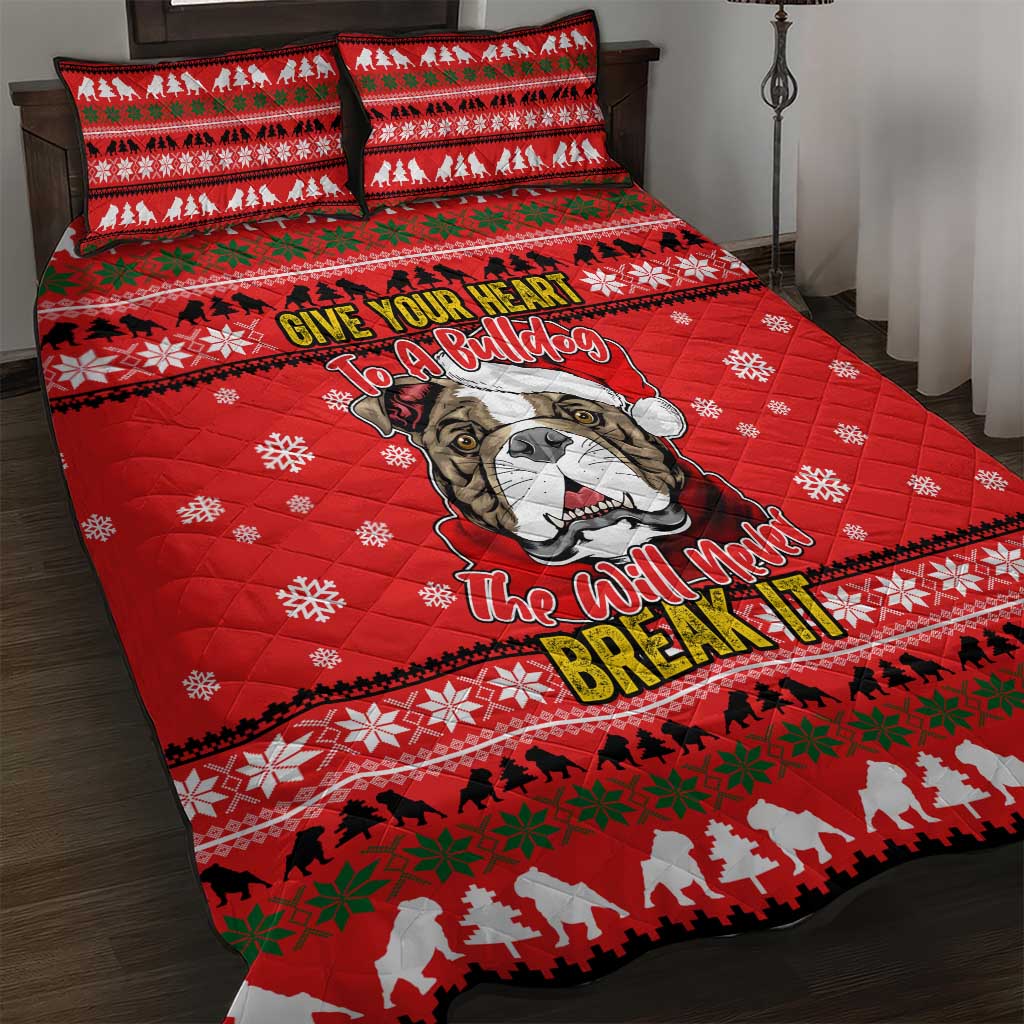 Give Your Heart Pitbull Dog Christmas Quilt Bed Set Xmas Holiday Patterns - Wonder Print Shop