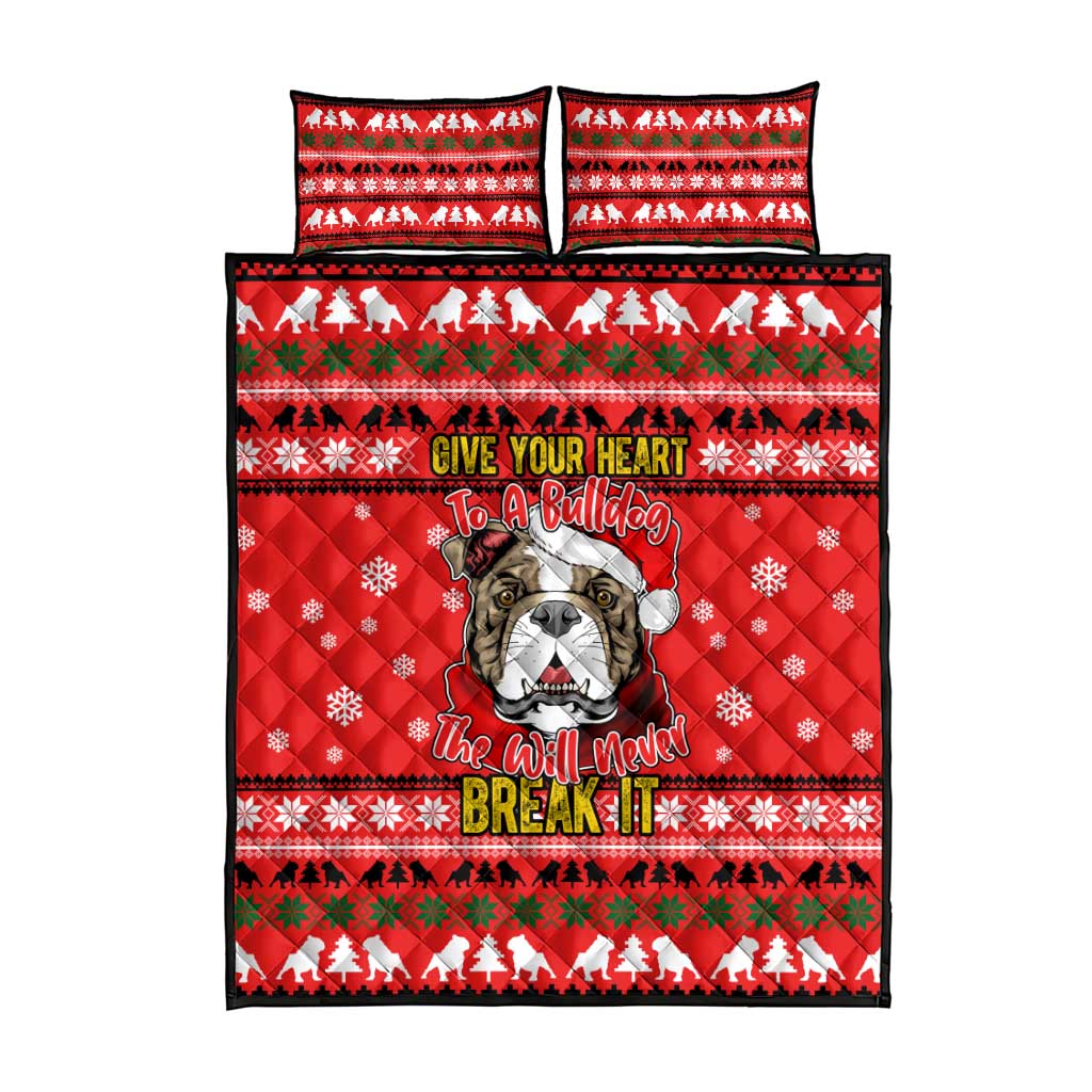 Give Your Heart Pitbull Dog Christmas Quilt Bed Set Xmas Holiday Patterns - Wonder Print Shop
