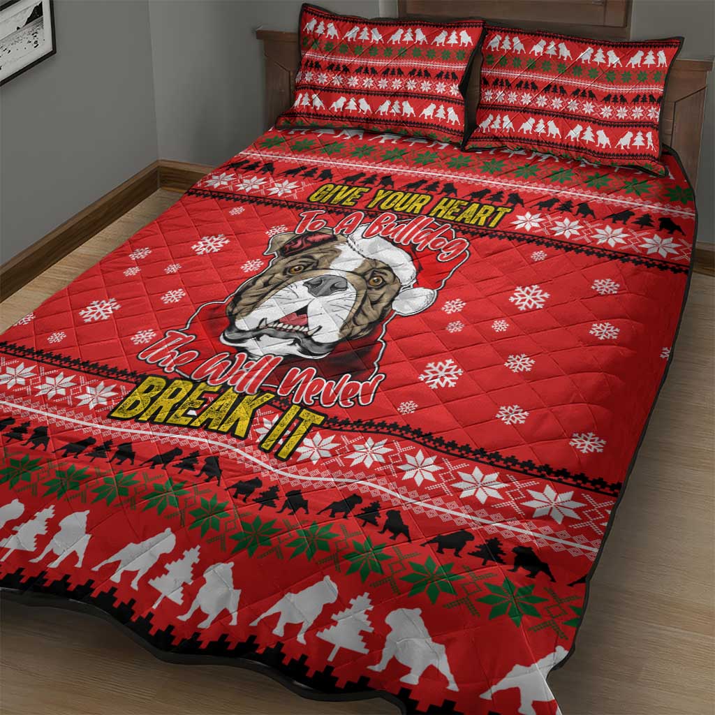Give Your Heart Pitbull Dog Christmas Quilt Bed Set Xmas Holiday Patterns - Wonder Print Shop