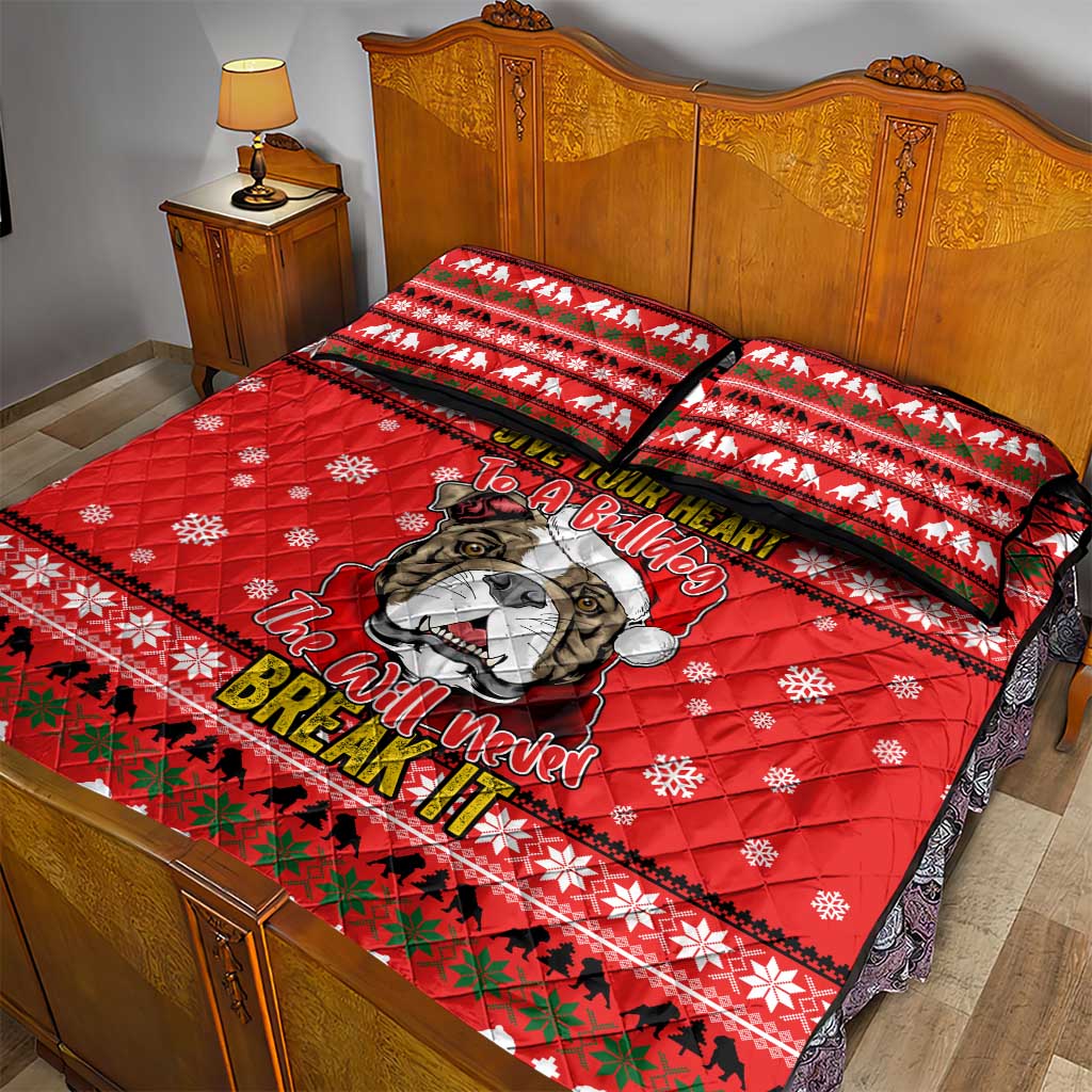 Give Your Heart Pitbull Dog Christmas Quilt Bed Set Xmas Holiday Patterns - Wonder Print Shop