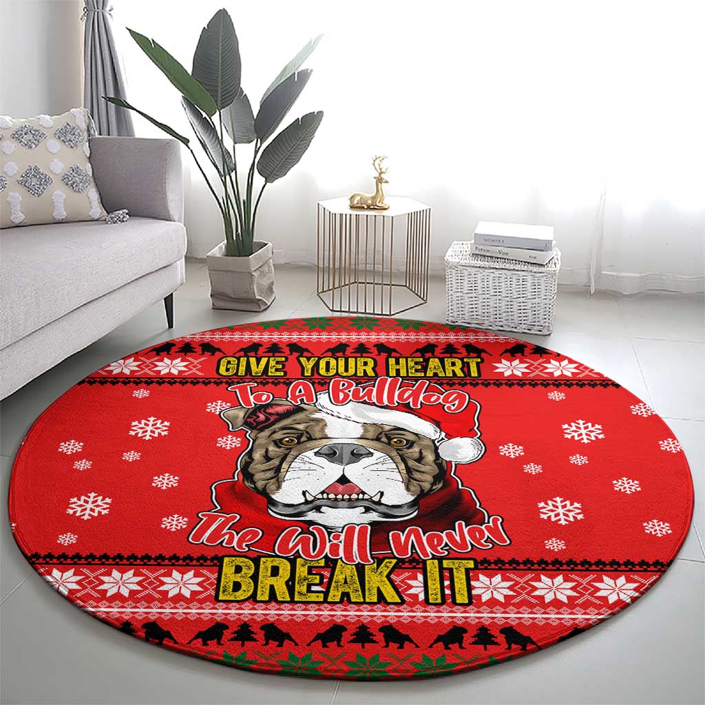 Give Your Heart Pitbull Dog Christmas Round Carpet Xmas Holiday Patterns - Wonder Print Shop