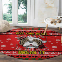 Give Your Heart Pitbull Dog Christmas Round Carpet Xmas Holiday Patterns - Wonder Print Shop