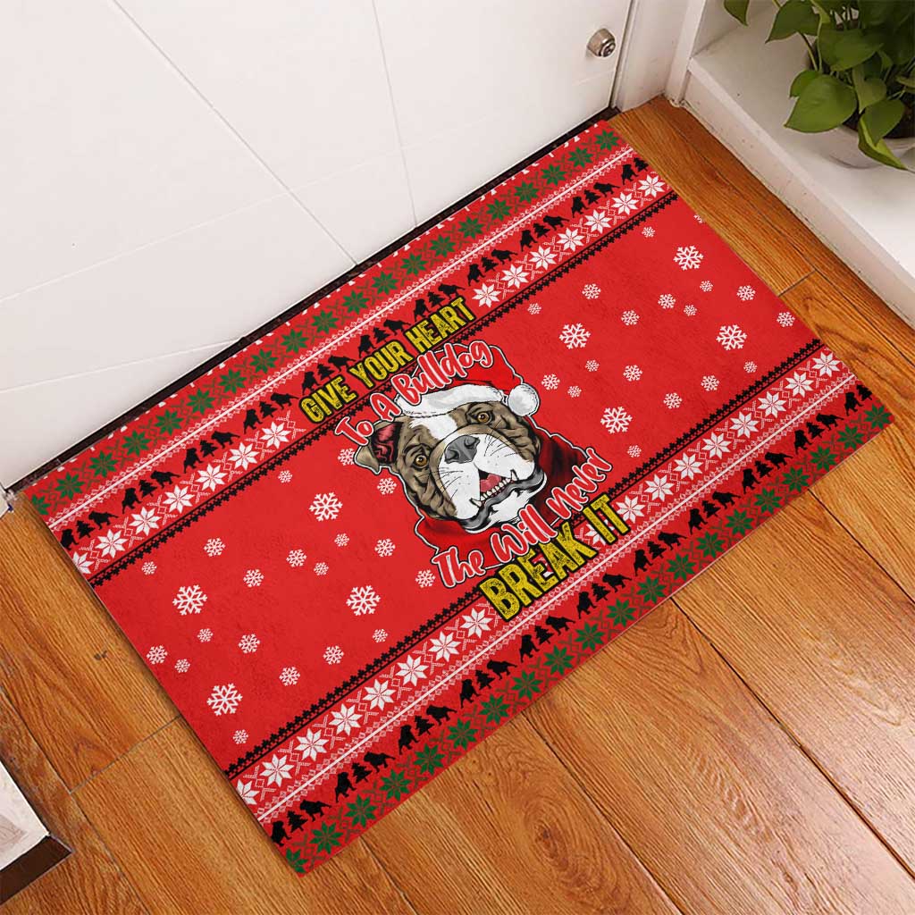 Give Your Heart Pitbull Dog Christmas Rubber Doormat Xmas Holiday Patterns - Wonder Print Shop