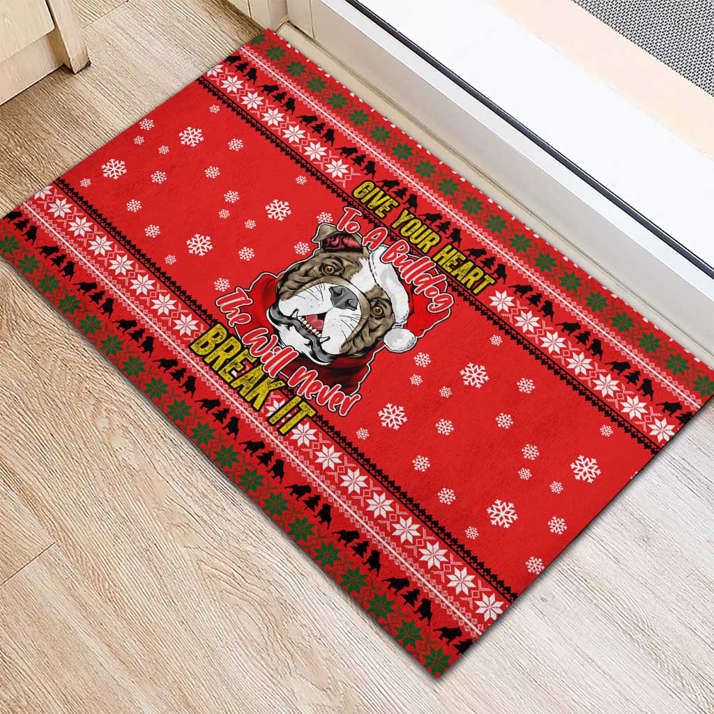 Give Your Heart Pitbull Dog Christmas Rubber Doormat Xmas Holiday Patterns - Wonder Print Shop