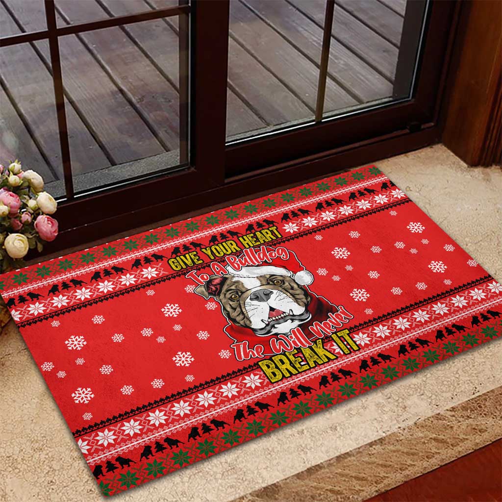 Give Your Heart Pitbull Dog Christmas Rubber Doormat Xmas Holiday Patterns - Wonder Print Shop