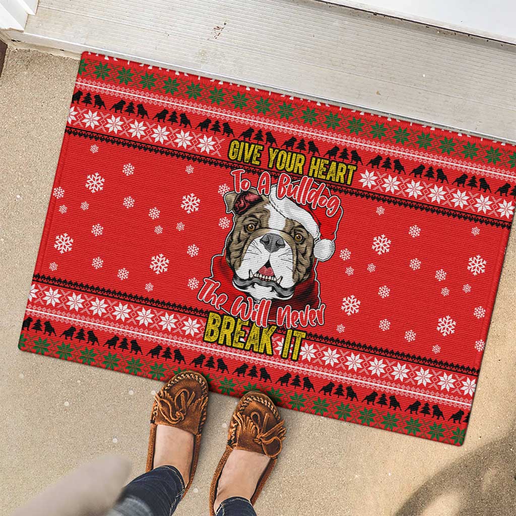 Give Your Heart Pitbull Dog Christmas Rubber Doormat Xmas Holiday Patterns - Wonder Print Shop