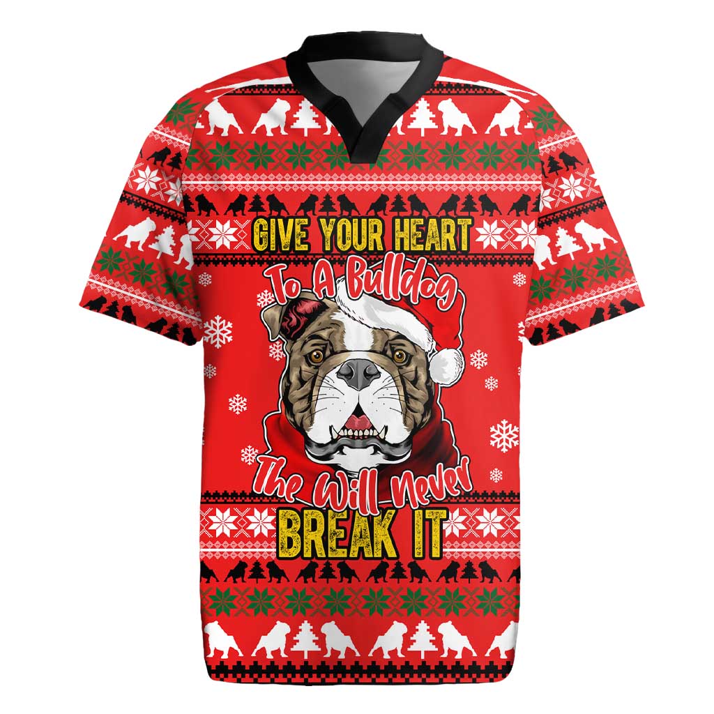 Give Your Heart Pitbull Dog Christmas Rugby Jersey Xmas Holiday Patterns - Wonder Print Shop